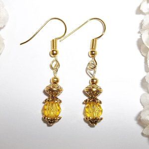 Faux Topaz Citrine Yellow Gold Earrings NWT 4127